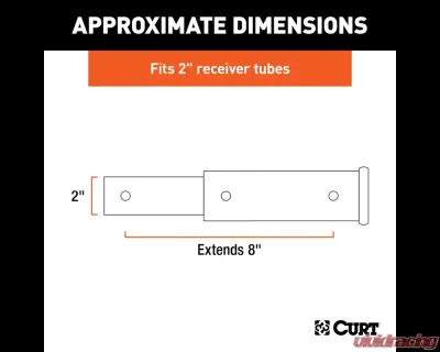 Curt 8" Receiver Tube Extender (2" Hollow Shank, 3,500 lbs.) - 45781
