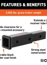 Curt 8" Receiver Tube Extender (2" Hollow Shank, 3,500 lbs.)                                     - 45781 - Image 3