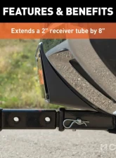 Curt 8" Receiver Tube Extender (2" Hollow Shank, 3,500 lbs.)                                     - 45781 - Image 4