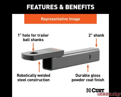 Curt Class 3 Ball Mount, Imported (2" Shank, 7,500 lbs., 2" Drop, 8-1/4" Long) - 45828