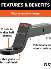 Curt Class 3 Ball Mount, Imported (2" Shank, 7,500 lbs., 2" Drop, 7-1/2" Long)                                     - 45830 - Image 4