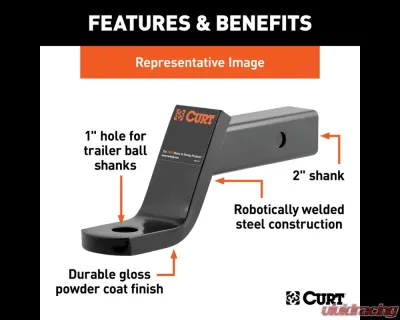 Curt Class 3 Ball Mount, Imported (2" Shank, 7,500 lbs., 4" Drop, 10-1/4" Long) - 45860