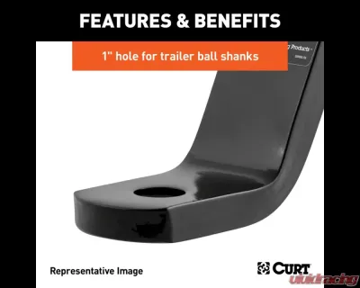 Curt Class 3 Ball Mount, Imported (2" Shank, 7,500 lbs., 4" Drop, 10-1/4" Long) - 45860