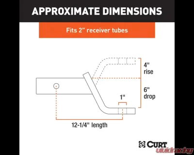 Curt Class 3 Ball Mount, Imported (2" Shank, 7,500 lbs., 6" Drop, 12-1/4" Long) - 45880