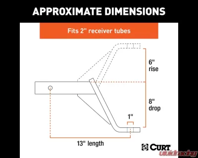 Curt Class 3 Ball Mount, Imported (2" Shank, 5,000 lbs., 8" Drop, 13" Long) - 45891