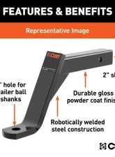 Curt Class 3 Ball Mount, Imported (2" Shank, 5,000 lbs., 10" Drop, 13" Long)                                     - 45892 - Image 4