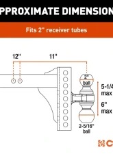 Curt Adjustable Channel Mount with Hook and Step Dual-Ball - 2" Shank, 14K, 6" Drop                                     - 45904 - Image 5