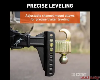 Curt Adjustable Channel Mount with Hook and Step Dual-Ball - 2" Shank, 14K, 6" Drop - 45904