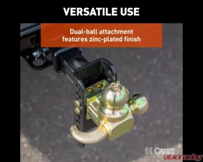 Curt Adjustable Channel Mount with Hook and Step Dual-Ball - 2" Shank, 14K, 6" Drop - 45904