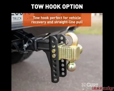 Curt Adjustable Channel Mount with Hook and Step Dual-Ball - 2" Shank, 14K, 6" Drop - 45904