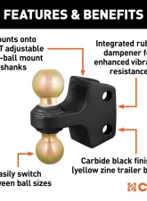 Curt HD Dual Ball Attachment for Weight Distribution Shank                                     - 45934 - Image 3