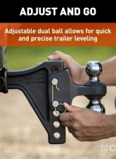 Curt Adjustable Trailer Hitch Ball Mount with Dual Ball, 2" Shank, 15K                                     - 45935 - Image 4