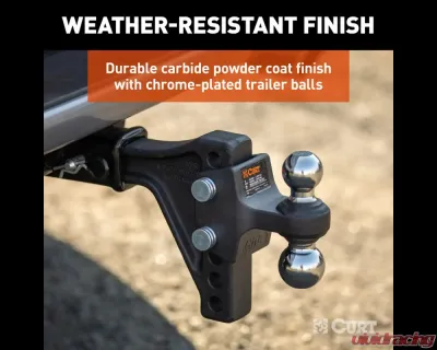 Curt Adjustable Trailer Hitch Ball Mount with Dual Ball, 2" Shank, 15K - 45935