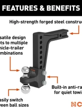 Curt Deep-Drop Adjustable Trailer Hitch Ball Mount with Dual Ball, 2" Shank, 15K                                     - 45936 - Image 3