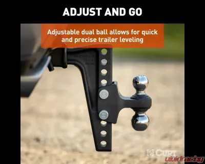 Curt Deep-Drop Adjustable Trailer Hitch Ball Mount with Dual Ball, 2" Shank, 15K - 45936