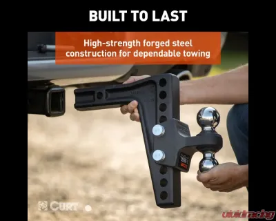 Curt Deep-Drop Adjustable Trailer Hitch Ball Mount with Dual Ball, 2" Shank, 15K - 45936