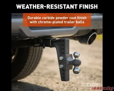 Curt Deep-Drop Adjustable Trailer Hitch Ball Mount with Dual Ball, 2" Shank, 15K - 45936