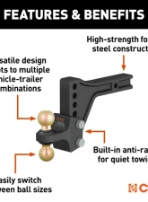 Curt HD Adjustable Trailer Hitch Ball Mount with Dual Ball, 2-1/2" Shank, 20K                                     - 45937 - Image 3