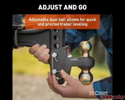 Curt HD Adjustable Trailer Hitch Ball Mount with Dual Ball, 2-1/2" Shank, 20K - 45937