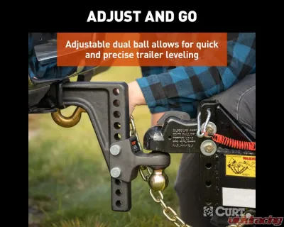 Curt HD Deep-Drop Adjustable Hitch Ball Mount with Dual Ball, 2-1/2" Shank, 20K - 45939
