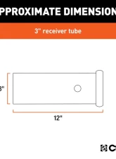 Curt 12" Raw Steel Receiver Tubing - 3" Receiver, 5/8" Pin Hole                                     - 49517 - Image 2