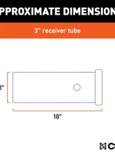 Curt 18" Raw Steel Receiver Tubing - 3" Receiver, 5/8" Pin Hole                                     - 49518 - Image 2