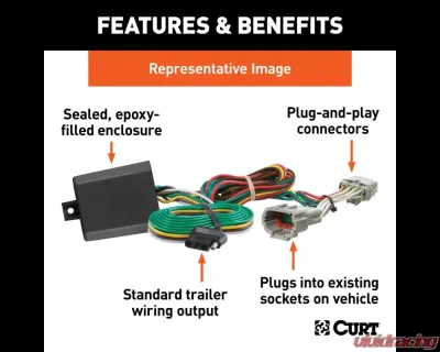 Curt Custom Wiring Harness, 4-Way Flat Output Jeep Grand Cherokee |Grand Cherokee L 2021-2024 - 56473