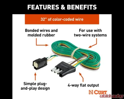 Curt Custom Wiring, 4-Way Flat Output, OEM Tow Package Required Ford Escape 2023-2024 - 56503