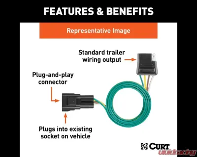 Curt Custom Wiring Harness, 4-Way Flat Nissan Pathfinder | Infiniti QX60 2022-2024 - 56520