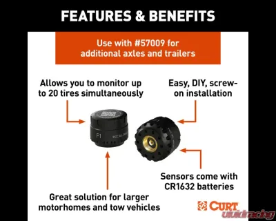 Curt Tire Linc Auto TPMS Add-on Sensors 2-Pack - 57011