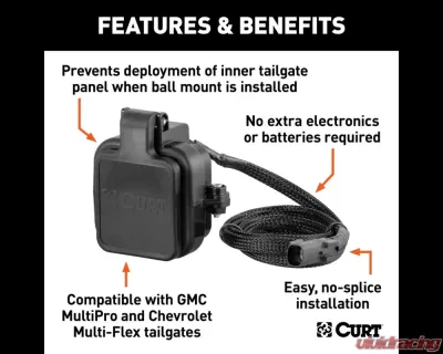 Curt Protective MultiPro / Multi-Flex Tailgate Sensor with 2" Hitch Cap - 58267