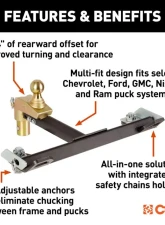 Curt Multi-Fit OEM Puck System Gooseneck Ball with 4" Offset Chevrolet | GMC | Ford | Nissan 2023-2024                                     - 60663 - Image 3
