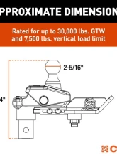 Curt RockerBall Multi-Fit OEM Puck System Gooseneck Ball with 4" Offset                                     - 60668 - Image 2