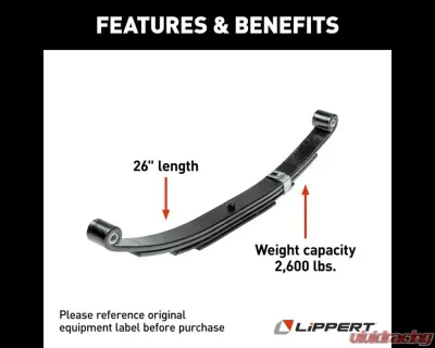 Curt Replacement Leaf Spring for RV Trailer Suspension System - 26", 2,600 lbs. - 702095