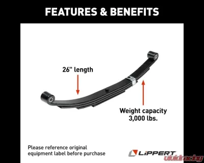 Curt Replacement Leaf Spring for RV Trailer Suspension System - 26", 3,000 lbs. - 702096