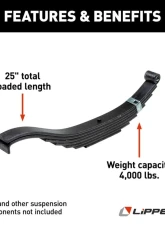 Curt Lippert Replacement Slipper Leaf Spring for Trailer - 4,000 lbs. 25" Loaded Length                                     - 710494 - Image 3