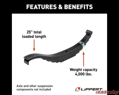 Curt Lippert Replacement Slipper Leaf Spring for Trailer - 4,000 lbs. 25" Loaded Length - 710494