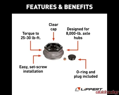 Curt Lippert Trailer Axle Oil and Dust Cap with Set Screw - 8,000 lbs. Black - 85373929