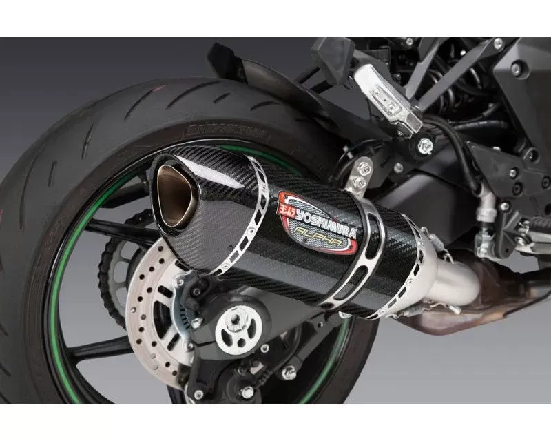 Yoshimura Alpha Stainless Slip-On Exhaust w/ Carbon Fiber Muffler Kawasaki Ninja 1000SX 2020+ - 14161BP220