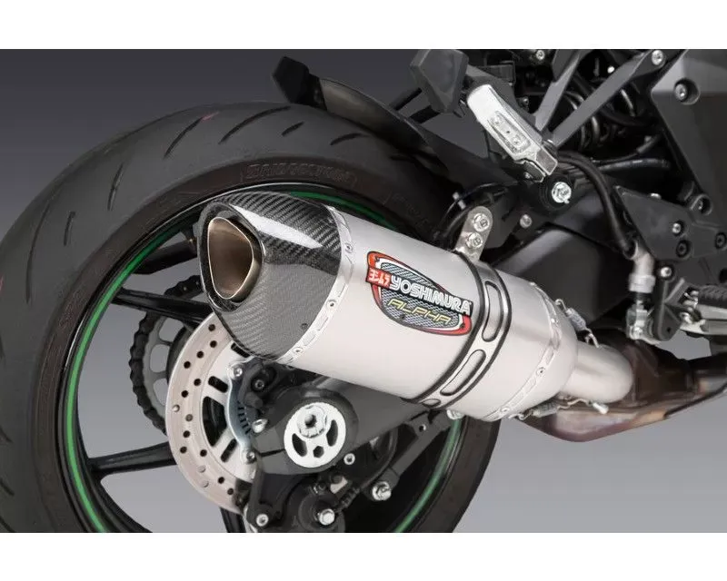 Yoshimura Alpha Stainless Slip-On Exhaust w/ Stainless Muffler Kawasaki Ninja 1000SX 2020+ - 14161BP520