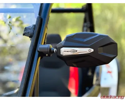 Seizmik Photon Side View Mirror with Cast Aluminum Body & Bezel, Adjustable Clamp, Pair Polaris | Kawasaki | Honda | Can-Am | John Deere | Textron | Yamaha | Kubota - 56-18112