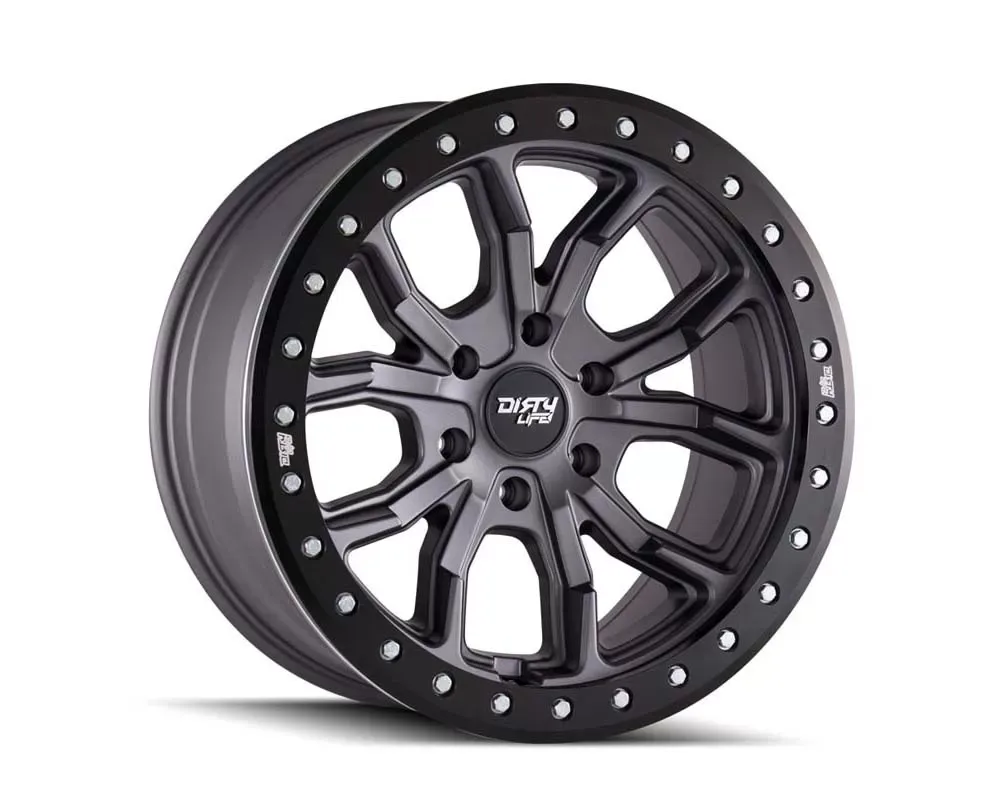 Dirty Life DT-1 Wheel 17x9 5x114.3 -12mm Matte Gunmetal/Black Simulated Ring - 9303-7965MGT12