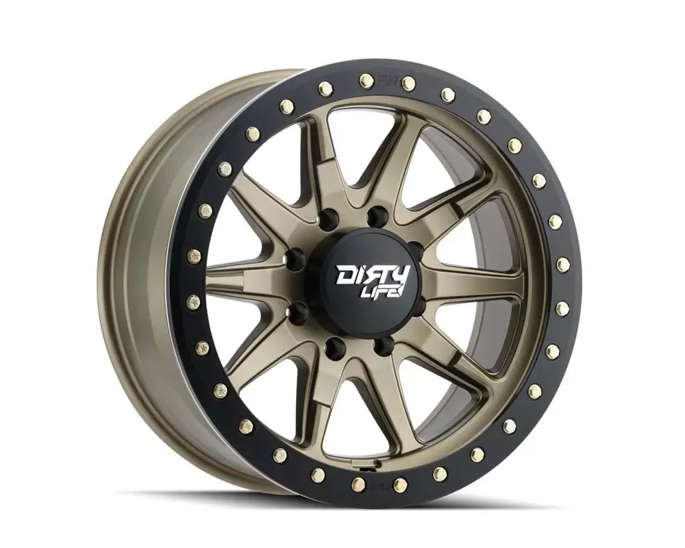 Dirty Life DT-2 Wheel 17x9 5x127 | 5x5 -12mm Satin Gold w/Simulated BeaDirty Lifeock Ring - 9304-7973MGD12