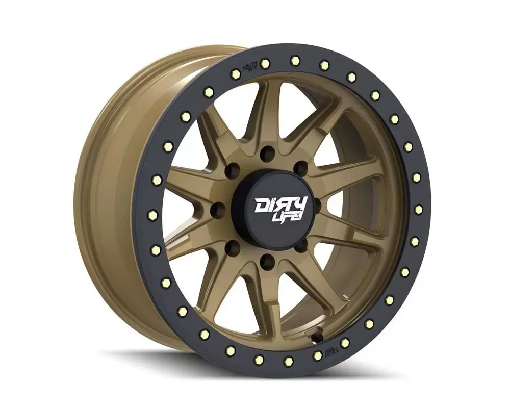 Dirty Life DT-2 Wheel 17x9 8x170 -12mm Satin Gold w/Simulated Ring - 9304-7970MGD