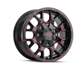 Mayhem Wheels Mayhem Warrior 8015 Gloss Black Milled Prism Red 20X9 Wheel 5x127 5x139.7