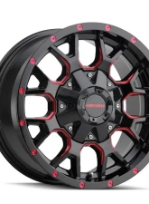 Mayhem Wheels Mayhem Warrior 8015 Gloss Black Milled Prism Red 17x9 5x127 -12mm 87mm Wheel                                     - 8015-7952BTR - Image 3