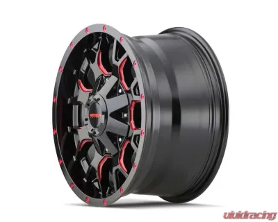 Mayhem Wheels Mayhem Warrior 8015 Gloss Black Milled Prism Red 17x9 5x127 -12mm 87mm Wheel - 8015-7952BTR