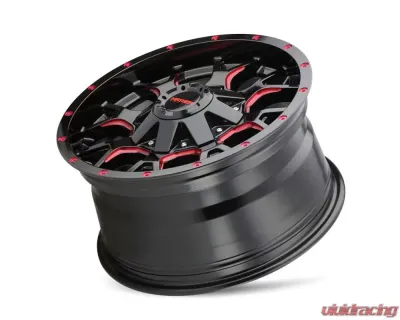 Mayhem Wheels Mayhem Warrior 8015 Gloss Black Milled Prism Red 17x9 5x127 -12mm 87mm Wheel - 8015-7952BTR