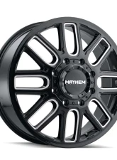 Mayhem Cogent Dually (8107) Gloss Black Milled 22X8.25 Front 8X200 115MM 142MM Wheel                                     - 8107D-22877BMF115 - Image 2