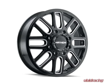 Mayhem Cogent Dually (8107) Gloss Black Milled 22X8.25 Front 8X200 115MM 142MM Wheel - 8107D-22877BMF115